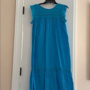 Vintage Mexican Peasant Dress with Crochet Trim